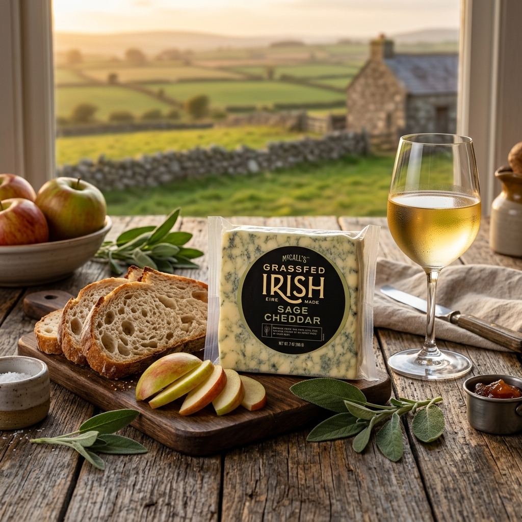 The Emerald Isle's Herbal Masterpiece: McCall's Sage Irish Cheddar